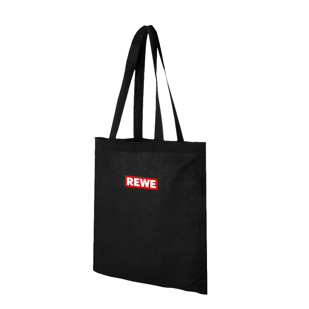 Jutebeutel Madras Schwarz REWE Logo