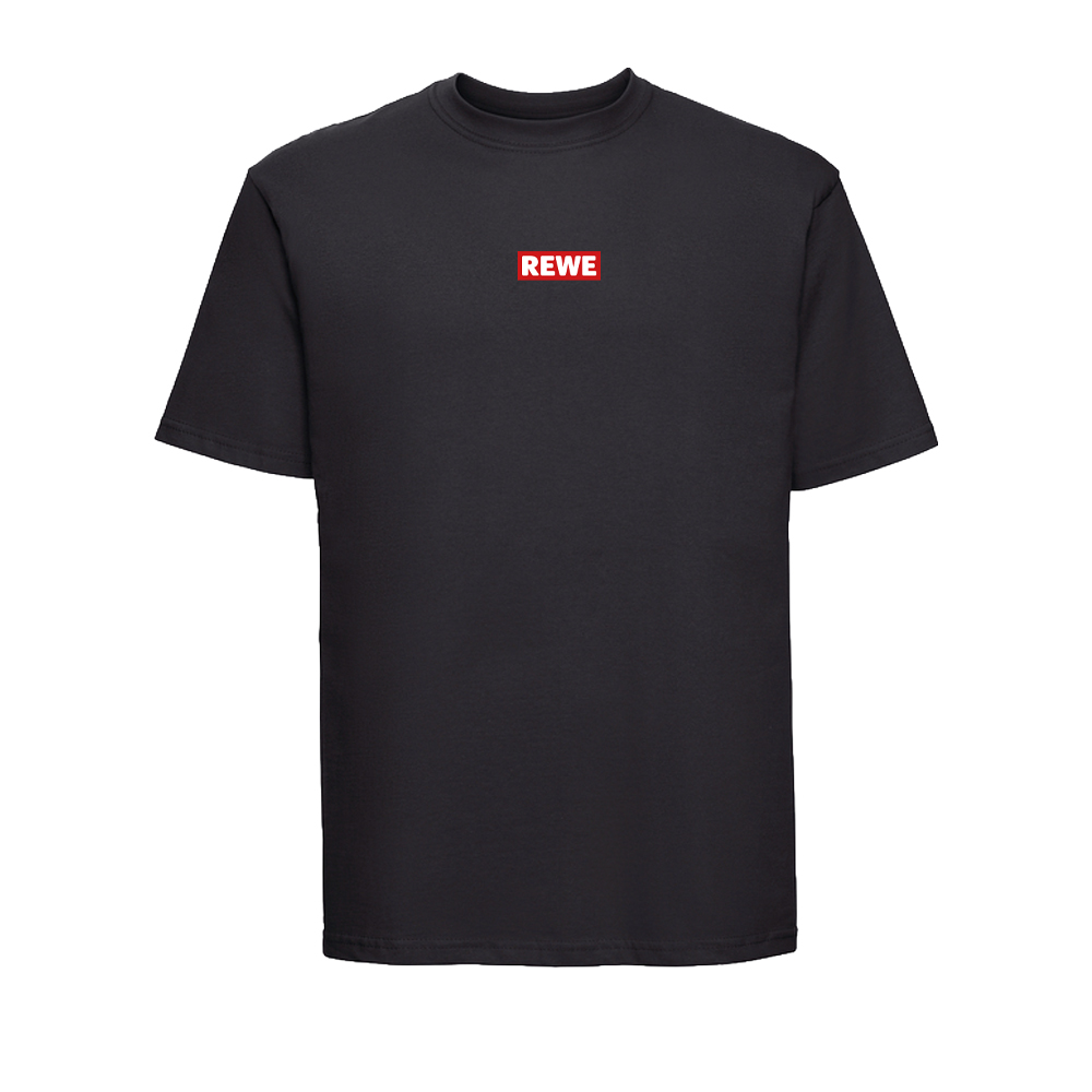 Russel T-Shirt 180M Unisex Baumwolle Schwarz L REWE Logo